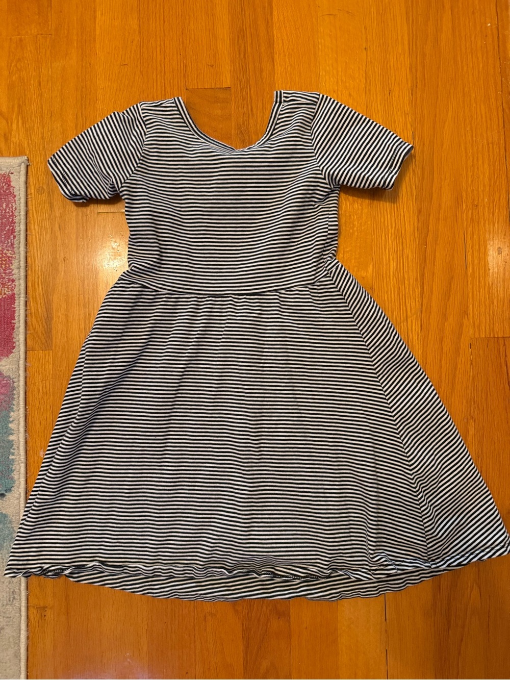Nordstrom Black and White Striped Short Sleeve Skater Dress
